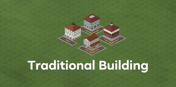 This is the traditional building pack which consists of 1 corner building and 3 normal buildings...